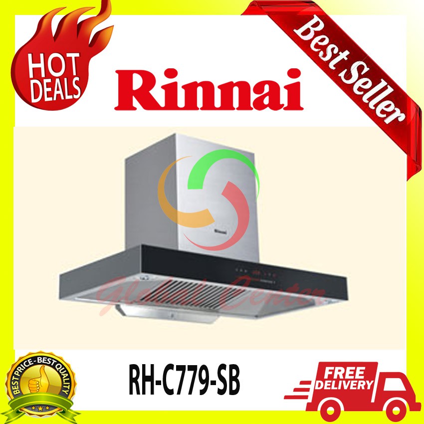 Rinnai RH-C779-SB Cooker Hood Chimney Hitam 896mm x 482mm x 845mm