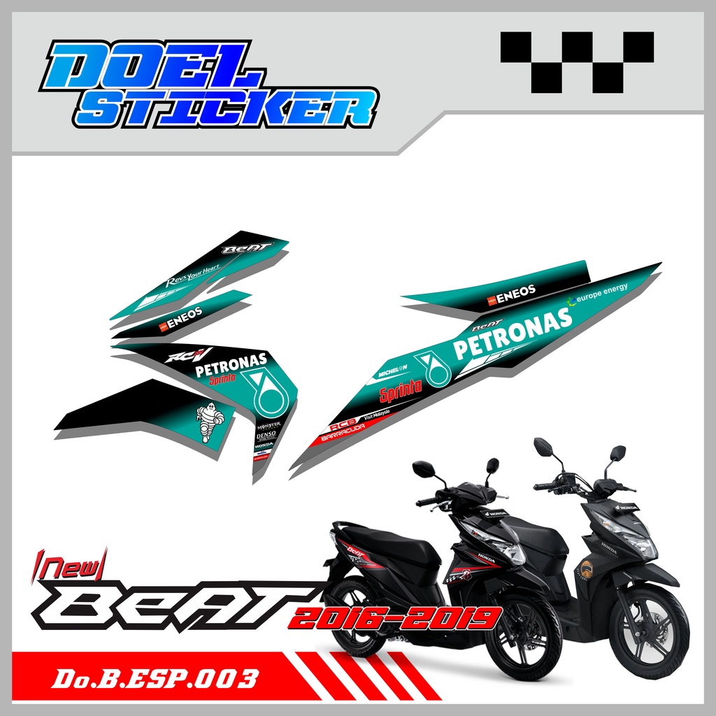 Striping Beat Street / Beat Fi Esp / Beat Fi New 2016 2017 2018 2019 -Sticker variasi motor beat PETRONAS 003