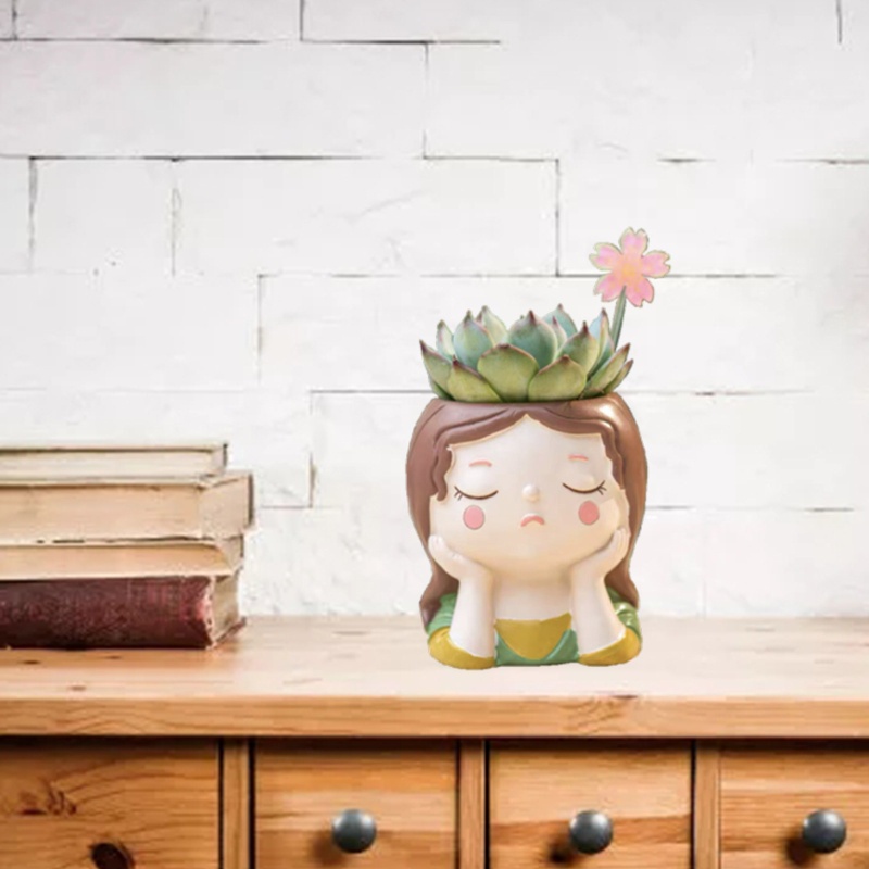 Cetakan Pot Bunga Resin Epoksi Plester Beton Bahan Silikon Desain Gadis Lucu Untuk Dekorasi Kerajinan Rumah