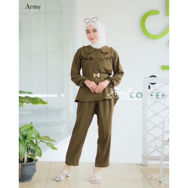 ONE SET ITYCREPE ORI AMELIA FASHION SETELAN MUSLIMAH MODERN KEKINIAN