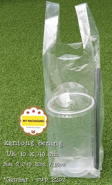 Kantong plastik BENING PE TEBAL 10x40 cm (2cup atau 1botol) - isi 25pcs DIAMOND