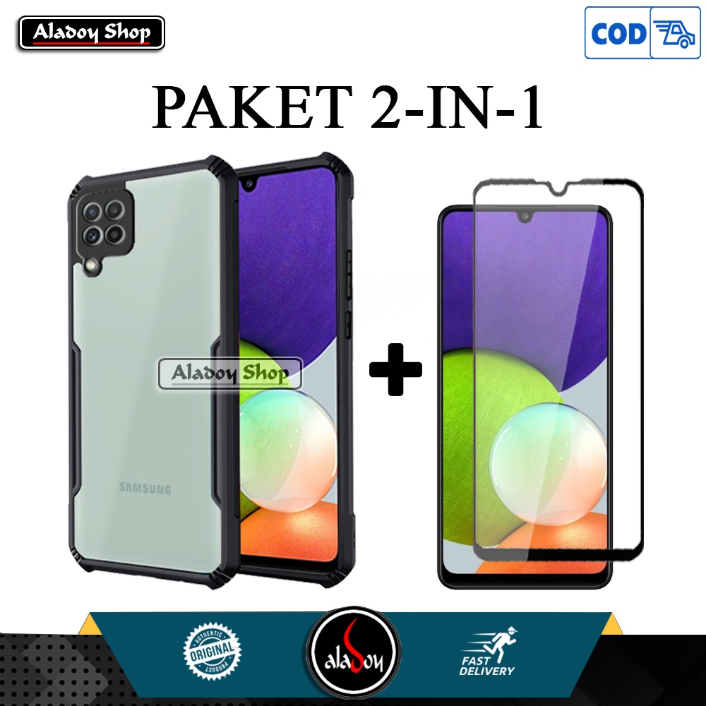 Case Samsung A22 4G 2021 Premium Casing + Tempered Glass Layar