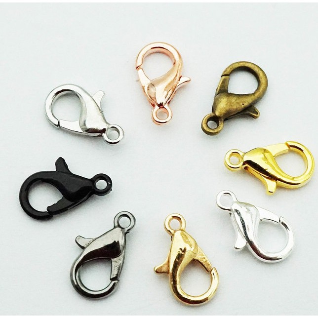 50pcs Kait Lobster 10 12 14mm Bahan Metal Dengan 100PCS Konektor Jump Ring 5MM Untuk Membuat Perhiasan