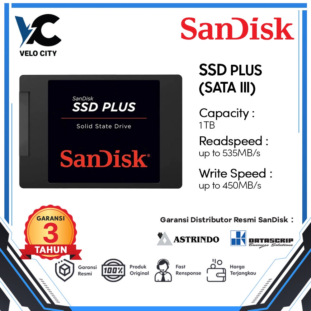 Sandisk SSD Plus 1Tb Sata 3 SSD Sandisk Plus 1Tb GARANSI RESMI