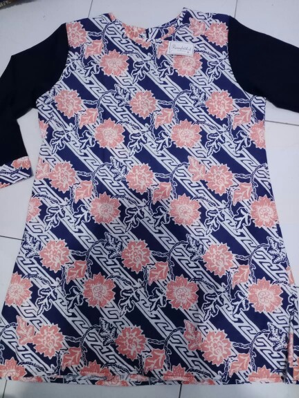 Tunik Batik Kombinasi Moscrepe Polos[bunga Indah]