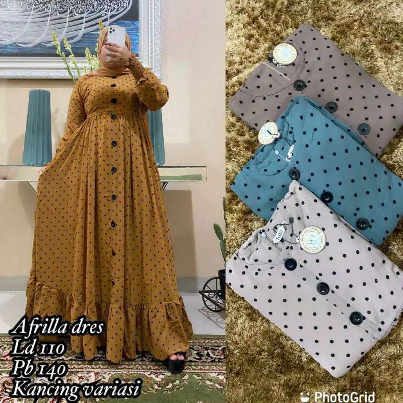 afrilla dres/gamis ceruty terbaru grosir termurah