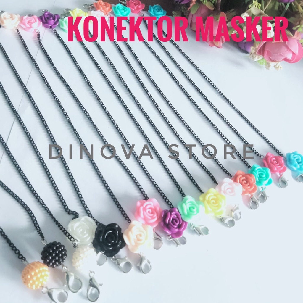 KONEKTOR rantai hitam resin ujung/berry/konektor masker/pengait masker/strap masker 2in1/talii masker/dinova store/pgx