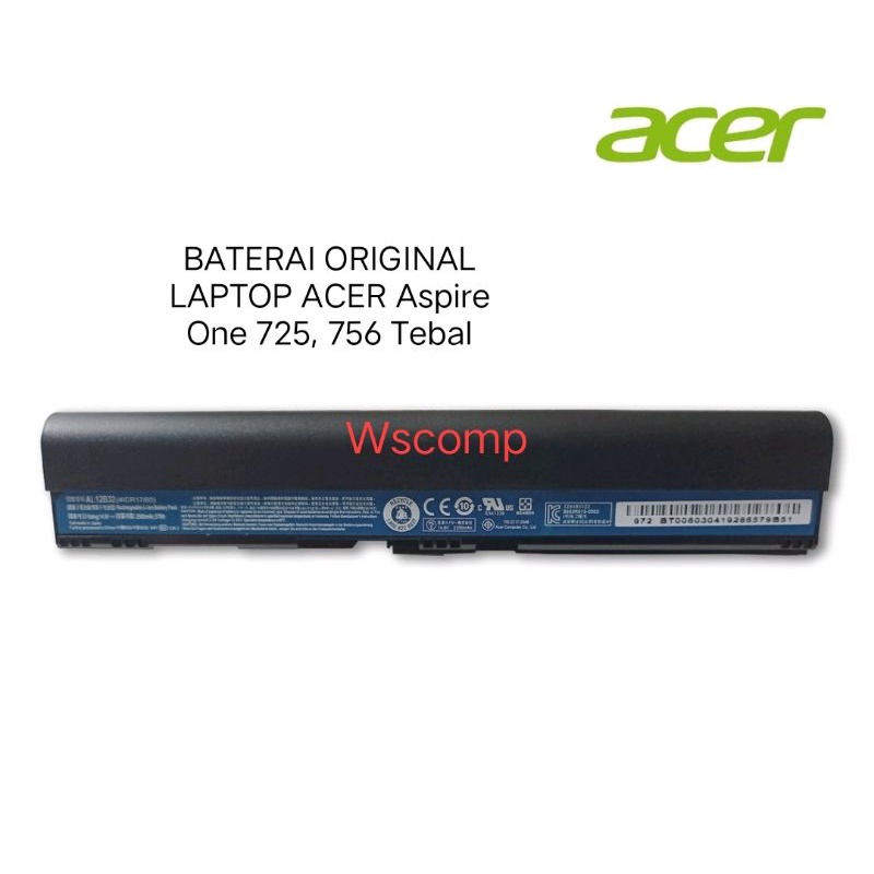 BATERAI ORIGINAL LAPTOP ACER Aspire One 725, 756 Tebal