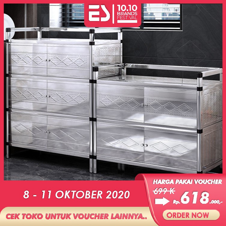 ES Lemari  Dapur  Stainless Steel  Lemari  Penyimpanan 