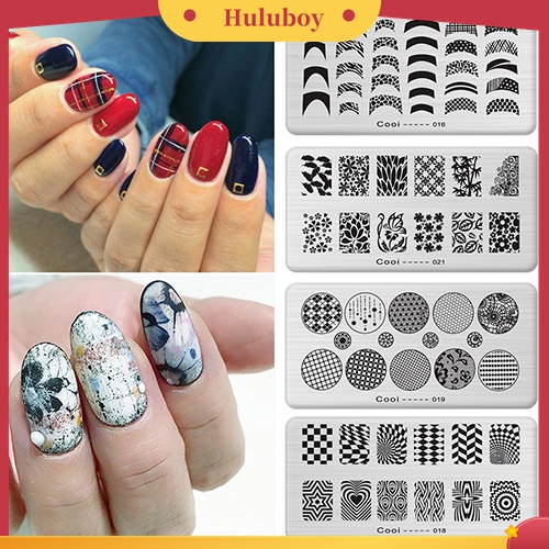 Huluboy Huluboy♡ Plat Stempel / Cap Kuku Motif Print Untuk DIY Manicure