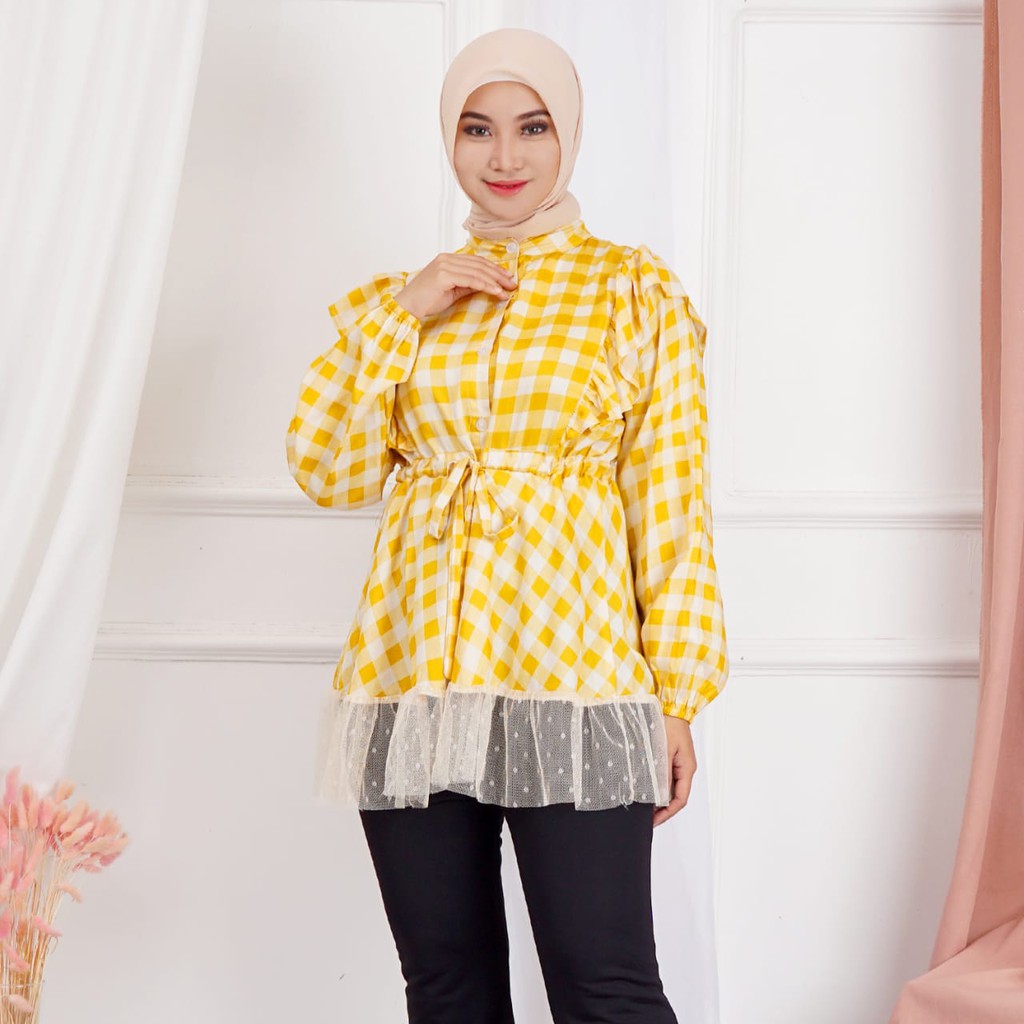 Atasan 1129 Kotak Rayon Premium dan Salur Macan Fashion Atasan