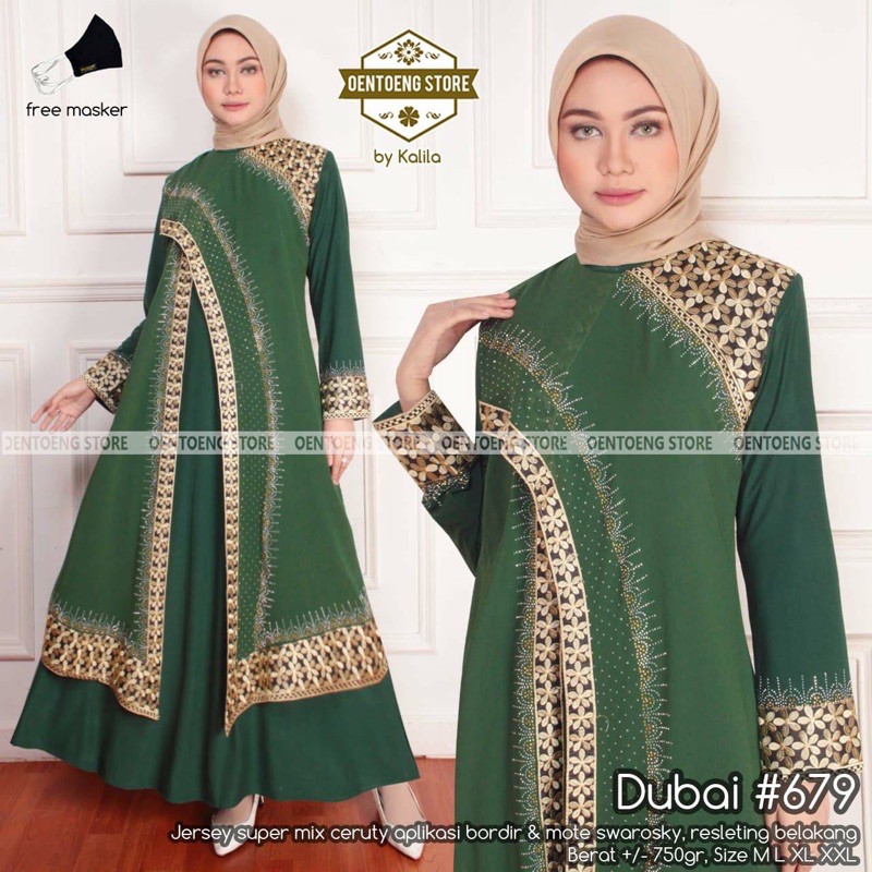 OK - (TERBARU) GAMIS DUBAI #679 BY OENTOENG STORE / GAMIS HIJAU BOTOL / ABAYA PESTA / ABAYA DUBAI