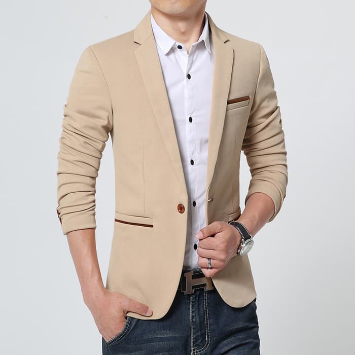 BLAZER MILO - JAS SEMI FORMAL SLIMFIT KOREA STYLE CASUAL TRENDY COKLAT MUDA