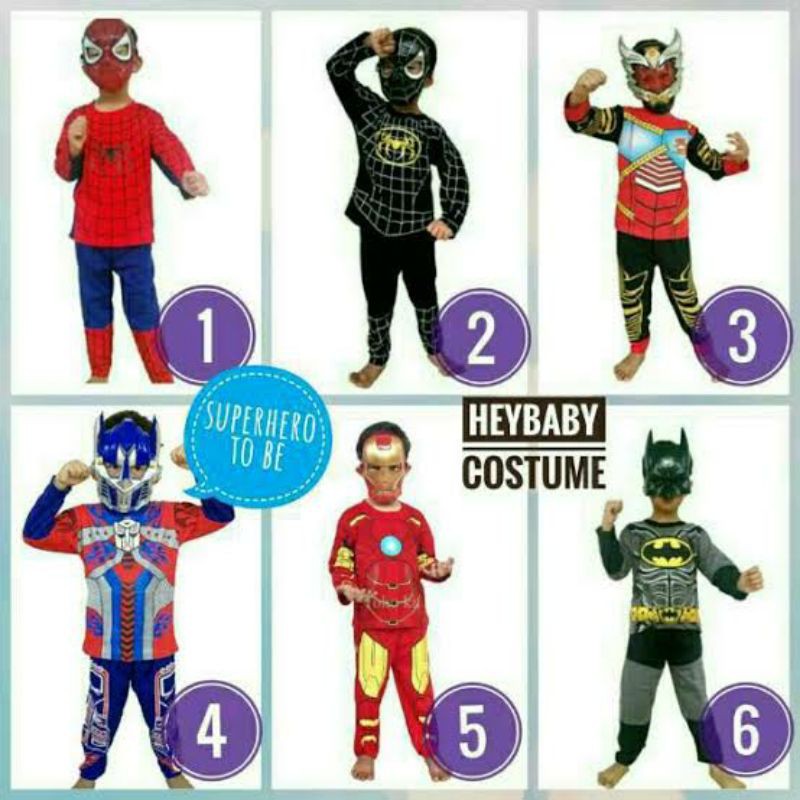 SETELAN CUSTOM ANAK AVENGERS MARVEL KIDS SUPER HERO SPIDERMAN SUPERMAN CAPTAIN AMERIKA BATMAN MURAH