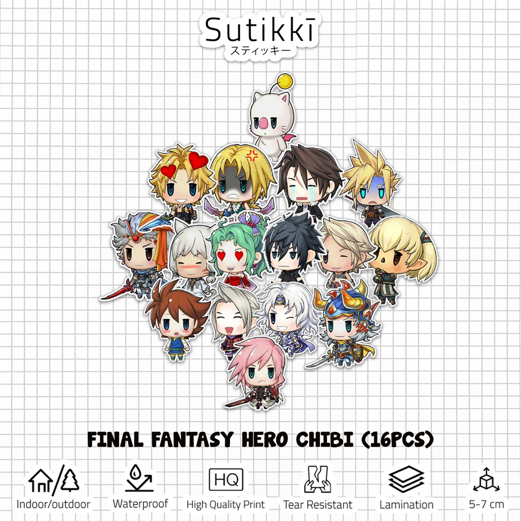 Sutikki | Sticker Pack Final Fantasy Hero Chibi Mini FF7 FF8 FF9 FF Vinyl Stiker Laptop Aesthetic