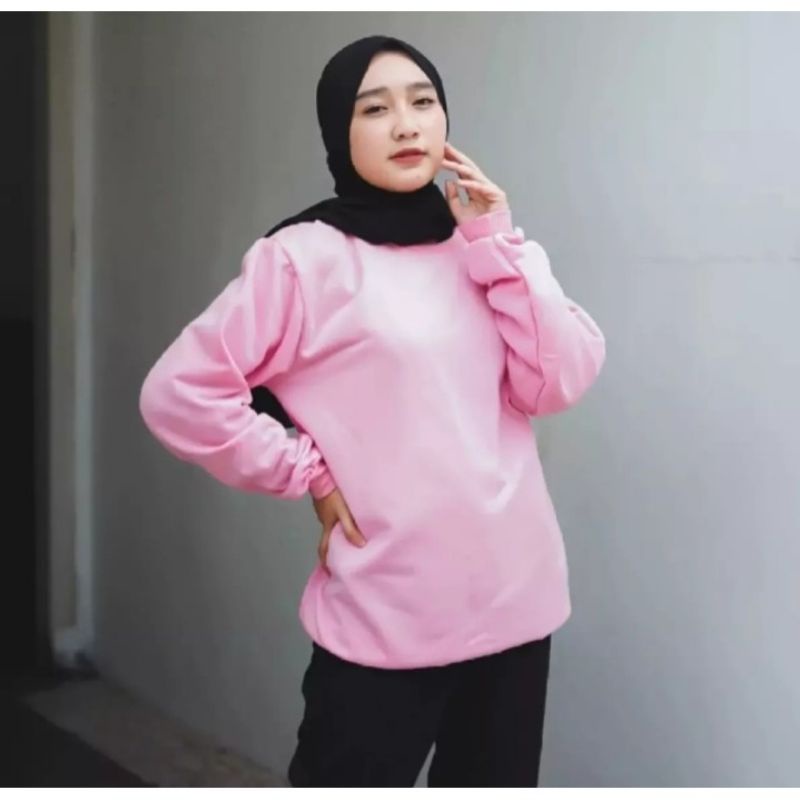 Sweater Polos Crewneck Wanita L &amp; XL Full Love