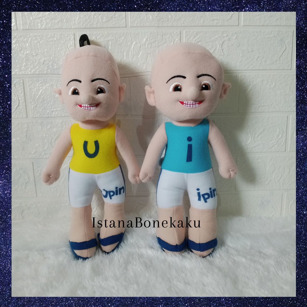 Boneka Upin dan Ipin Ukuran M Tinggi 35cm Isi Silicon Murni Berlabel SNI