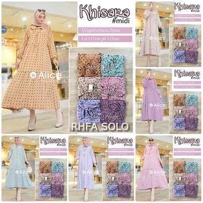 KHISARA MIDI DRESS / 17.7 / BAHAN URAGIRI CRINCLE / LD 112 CM / PB 125 CM / ALLSIZE FIT M-XXL / ALICE