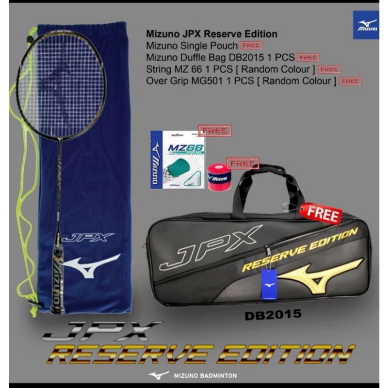 RAKET MIZUNO JPX RESERVE EDITION 3U5 & 4U5 32 lbs  PAKET + Tas Mizuno DB 2015