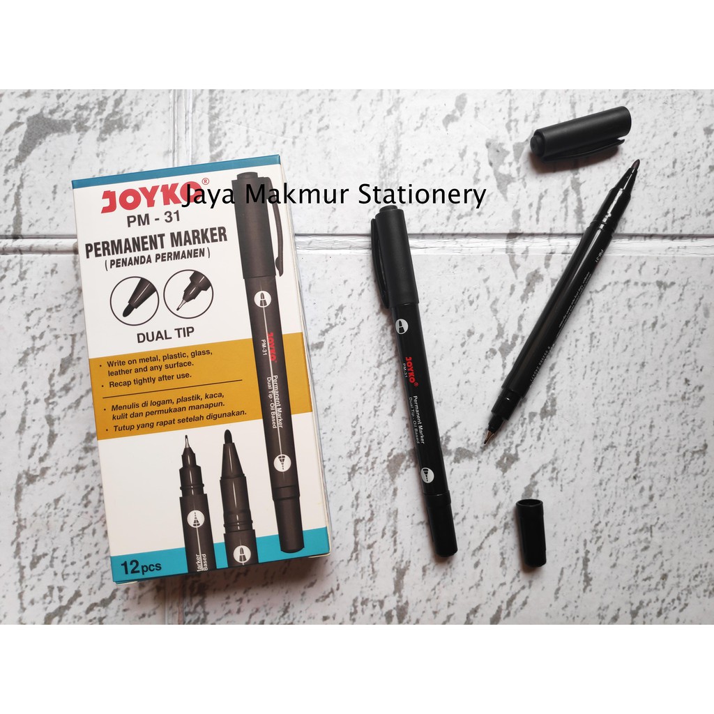 Spidol Permanent Marker Joyko PM-31 Dual tip (Hitam)