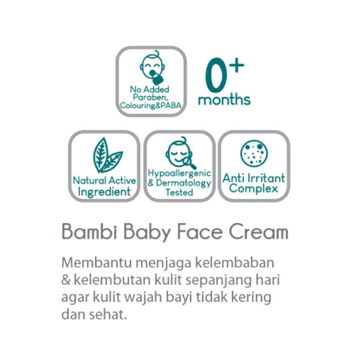BAMBI Cream Baby Face Cream 50ml - Bambi Krim Wajah Bayi - Krim Muka Bayi