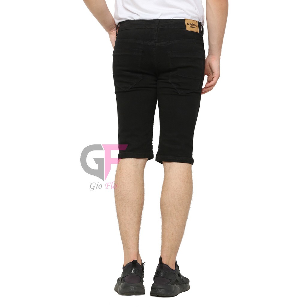 GIOFLO Celana Jeans Pendek Cowok Bawahan Denim Pria Hitam / CLN 1170