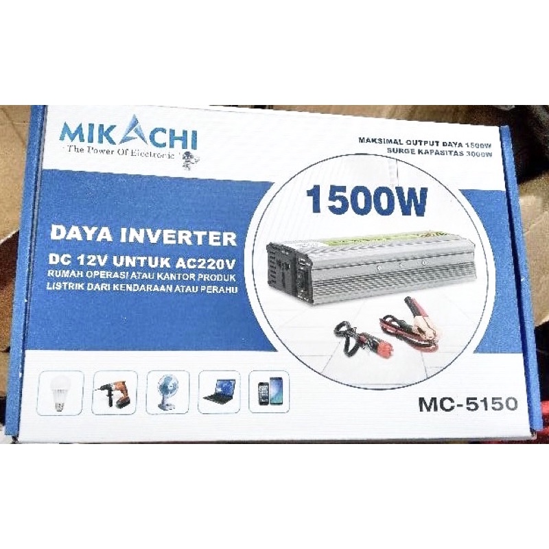 POWER INVERTER MIKACHI 1500w 1500 WATT 1500watt DC 12volt ke AC 220