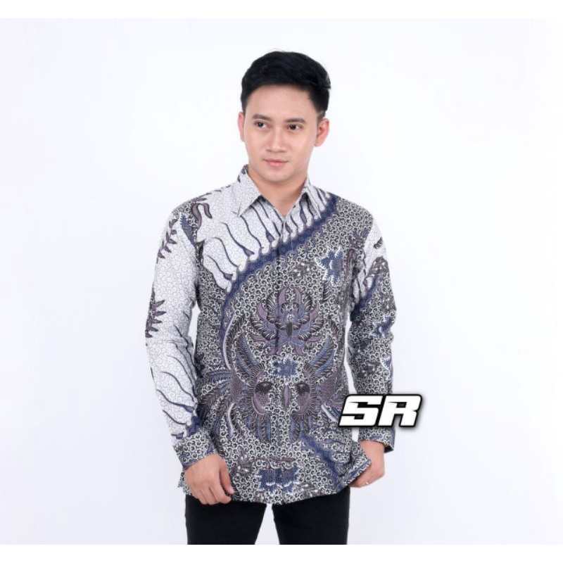 Riskymabatik || Batik Couple Batik Couple Modern Baju Batik Couple Batik Tunik Couple-Kmj slempang abu