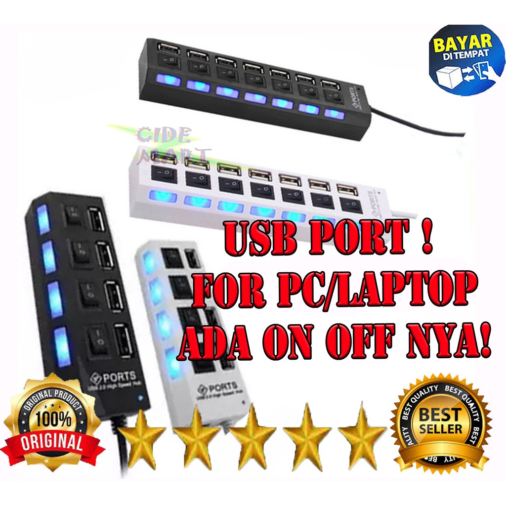 [BISA COD] USB HUB 7 PORT HIGH SPEED / USB HUB ON OFF 7 PORT / USB 2.0 FOR COMPUTER LAPTOP