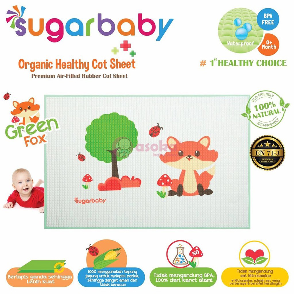 Sugar Baby Perlak Organic Healthy Cot Sheet Motif ASOKA