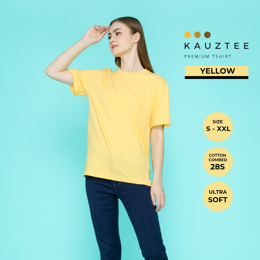 Kaos Tshirt Polos KAUZTEE Premium Tshirt Unisex 100% Cotton Combed 28s - Yellow