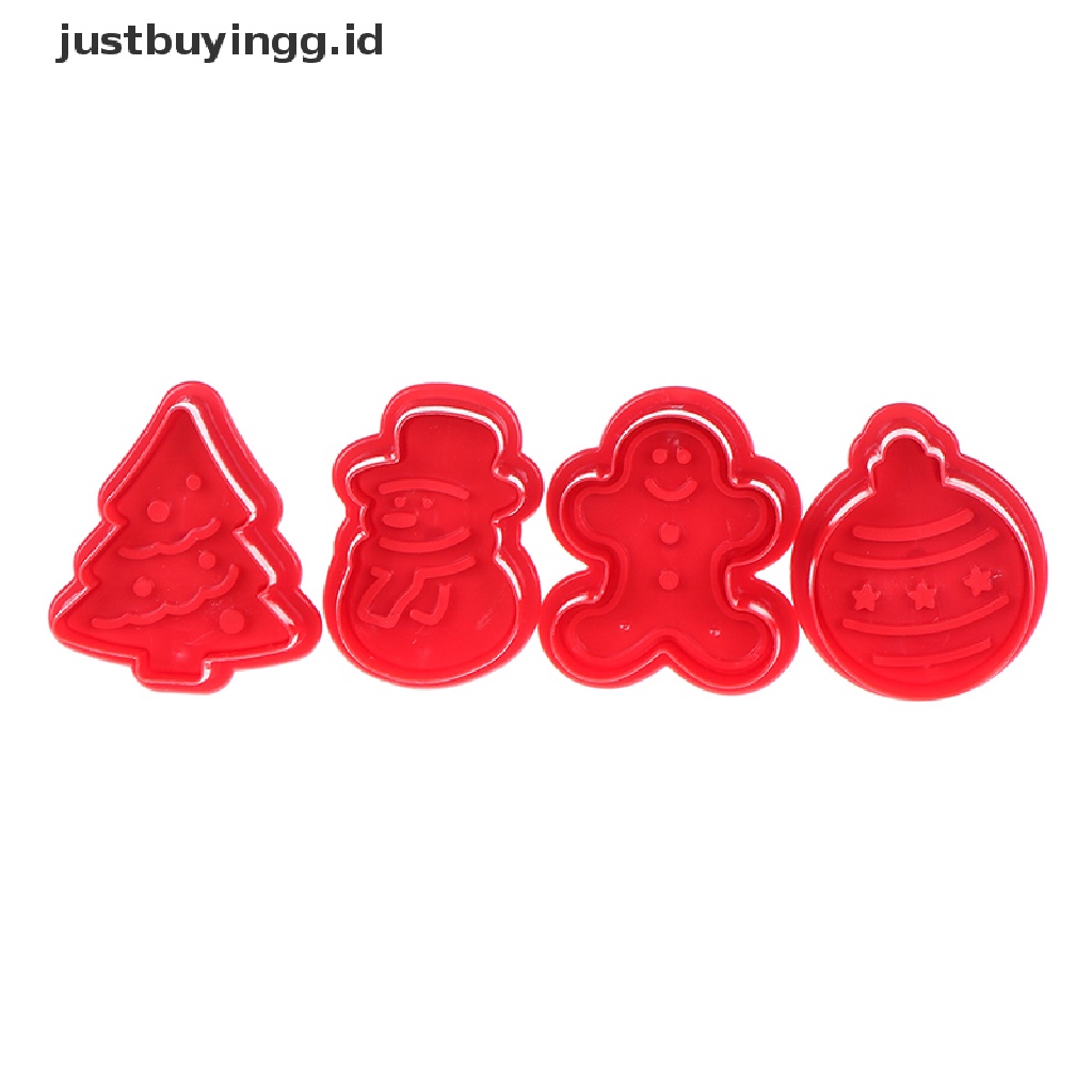 4 Pcs / Set Cetakan Pemotong Kue Kering Biskuit 3d Tema Natal Untuk Baking