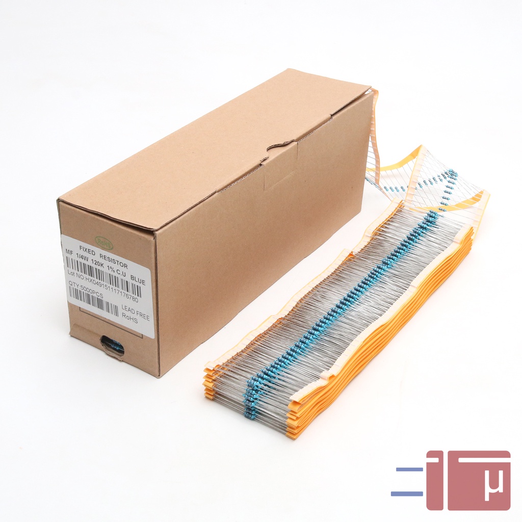 x10 Resistor 120K 1/4W Metal Film 1% Taiwan Kaki Tembaga