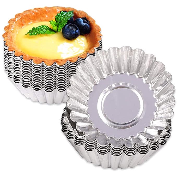 Cetakan Dapur Cupcake Muffin Cup Pan Pastry Baking Tool 10pcs Reusable Tinplate Flower Shaped Nonstick Ripple Egg Tart Mold