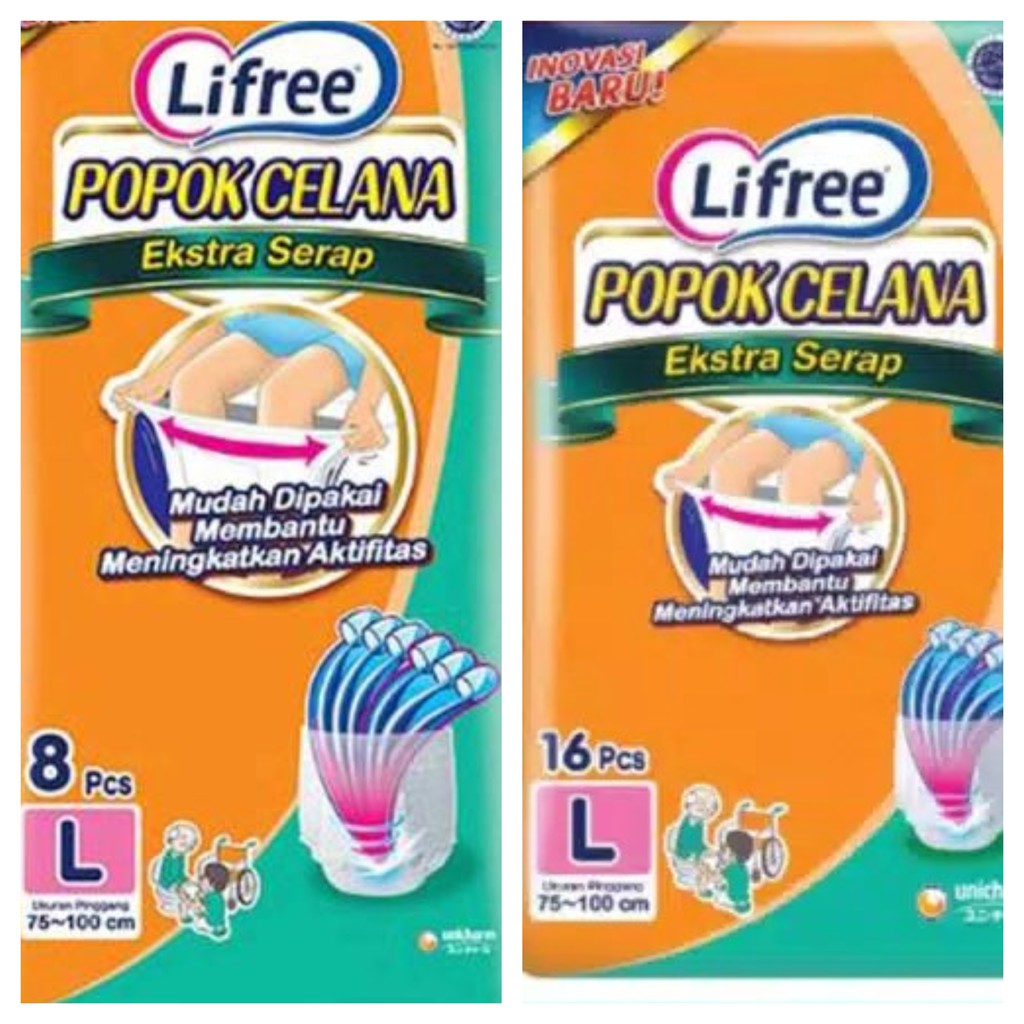 LIFREE Popok Celana Extra Ekstra Serap Pampers Dewasa Diaper Lansia Size Ukuran L 8 / 16 pcs L8 L16