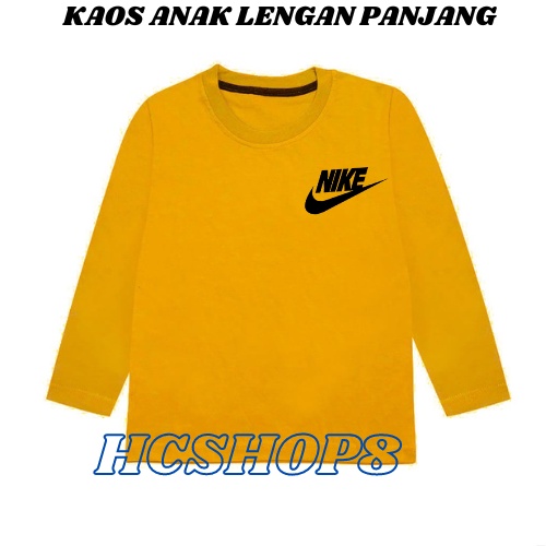Kaos Anak Lengan Panjang Logo NI Unisex Cowok Cewek Usia 2-16th