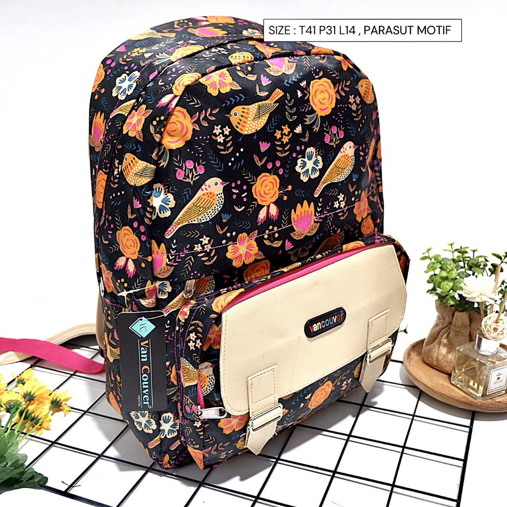 COD / Tas Ransel Sekolah SMA SMP CEWEK dua kombinasi motif karakter parasut anti air Bisa buat Travel produk Semarang