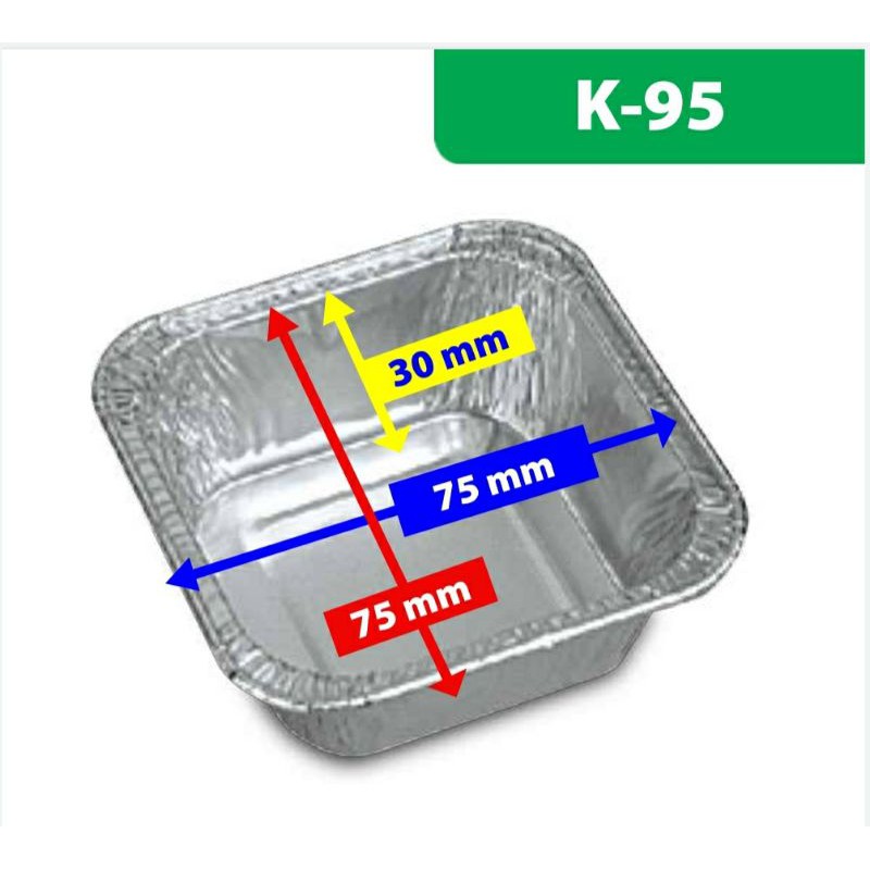 wadah aluminium foil K-95 (mini) / loyang aluminium foil persegi kecil / wadah macaroni 7x7cm