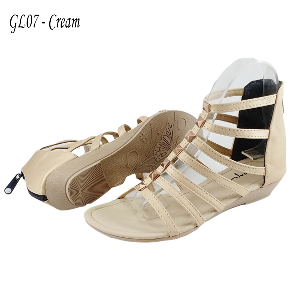 Emye GL07 Sandal Slop Gladiator Tali Wanita Pengikat Zipper Mewah Elegan Murah 2021-2