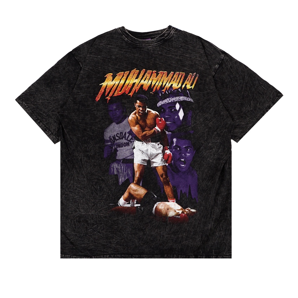 KAOS OVERSIZED WASHED MUHAMMAD ALI BLACK TEES SHIRT