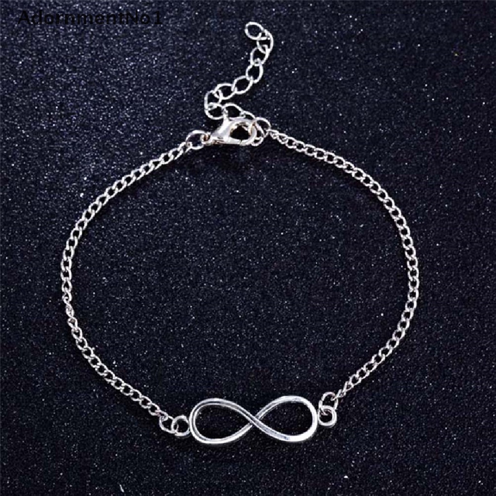 (AdornmentNo1) Gelang Tangan Rantai Lapis Silver Motif Angka 8 Untuk Perhiasan Pria / Wanita