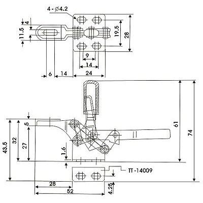 Vertical Hold Down Handle Clamp - Silver