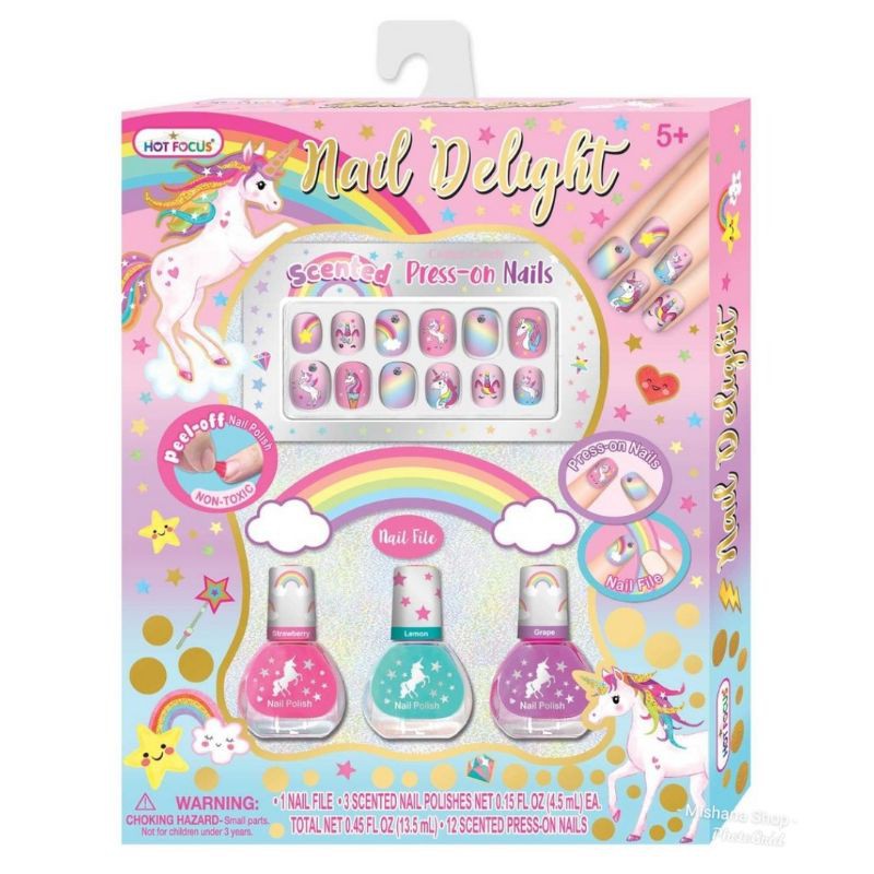 Kuku Palsu Wangi 3D Unicorn Scented Nail Delight dan 3 Kutek Wangi Anak