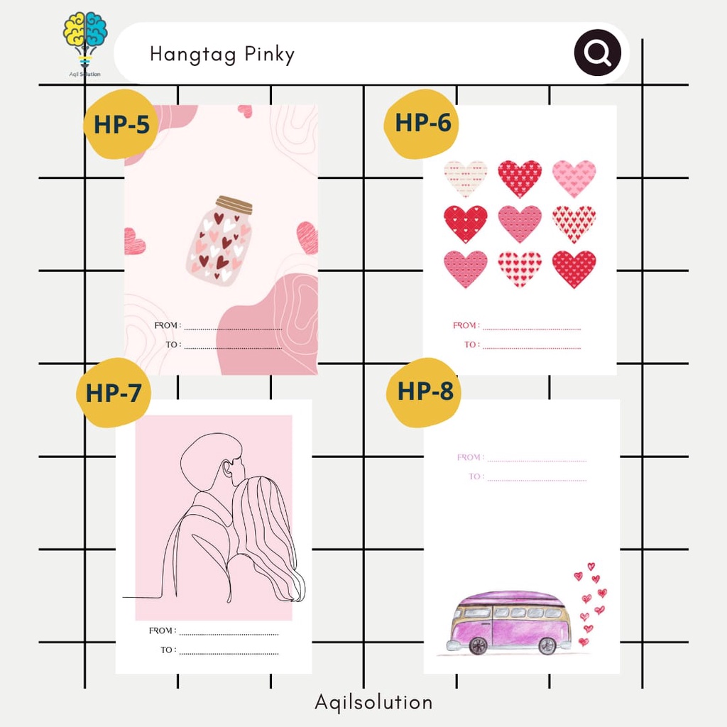 [30 pcs] Hangtag Pinky Perlengkapan Packaging Kemasan Pakaian Pink Series Hangtag Kasih Sayang By Aqilsolution