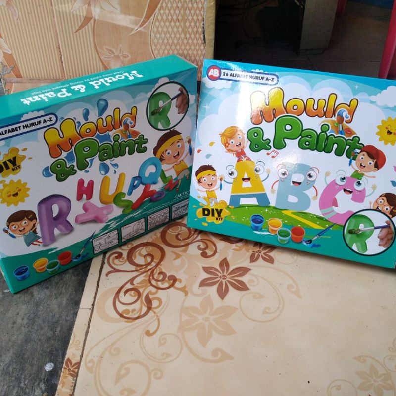Mainan Edukasi Mould and Paint 26 Alfabet, Mencetak dan Cat air
