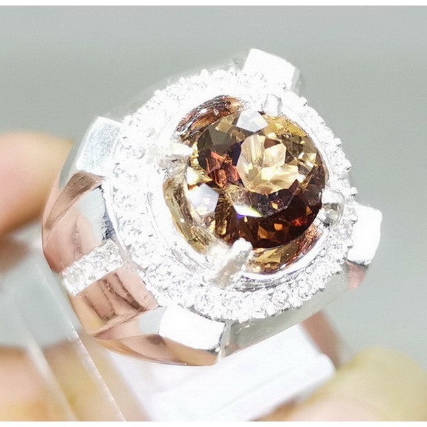 CINCIN BATU PERMATA YELLOW TOPAZ KUNING ASLI RING PERAK