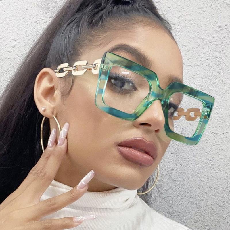 Rantai Kacamata Anti Radiasi Bentuk Kotak Oversized Untuk Wanita