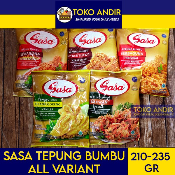 

Tepung Bumbu Sasa All Varian 210-235gr (Serbaguna Hot&Ori/Bakwan/Kentucky/Pisang)Te