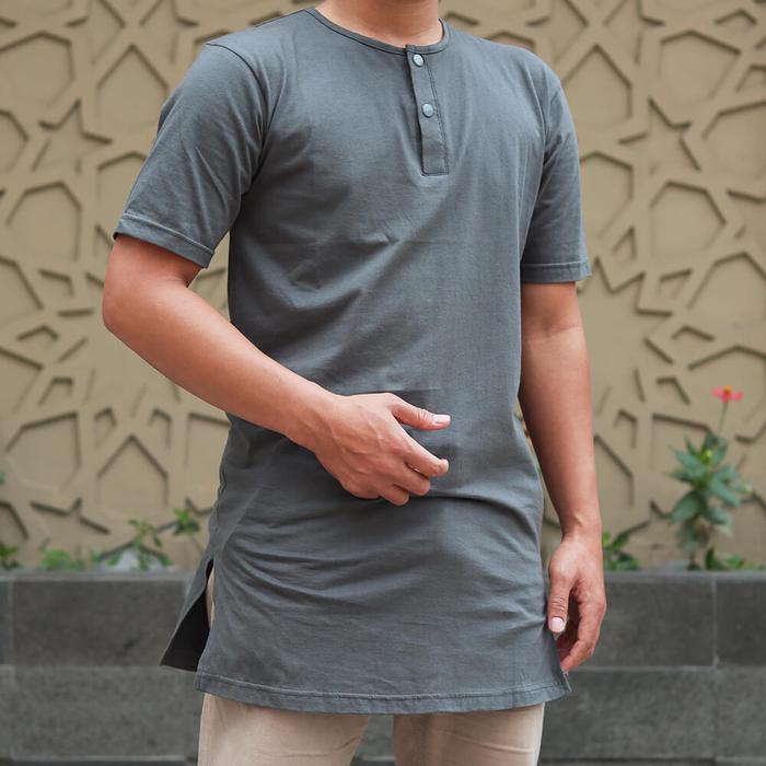 koko Qita Kaos Kurta / Baju Koko pria/ Kurta Polos Pakistan  - KQ BASIC ABU Ori Original