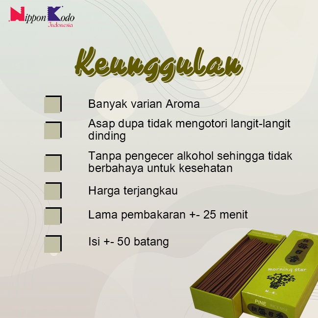 Dupa/Hio Stick Jepang Harum Wangi Aromaterapi Morning Star Pine